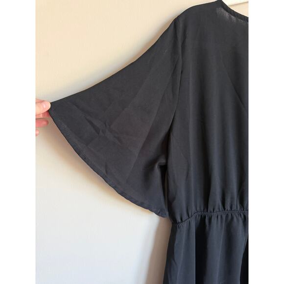 Black Whimsygoth Fairy Midi Dress | Flowy Batwing Sleeves | Witchy Romantic | XL - Picture 7 of 8